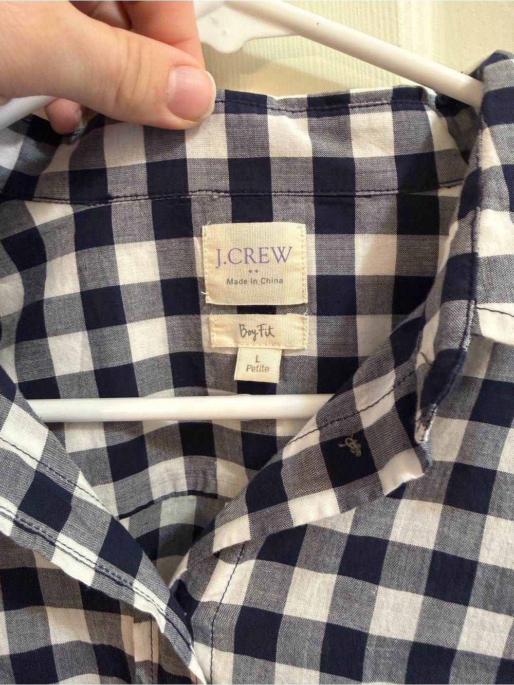 J. Crew Blue and White 100% Cotton Gingham Long Sleeve Shirt | Preppy | LP - Picture 5 of 6